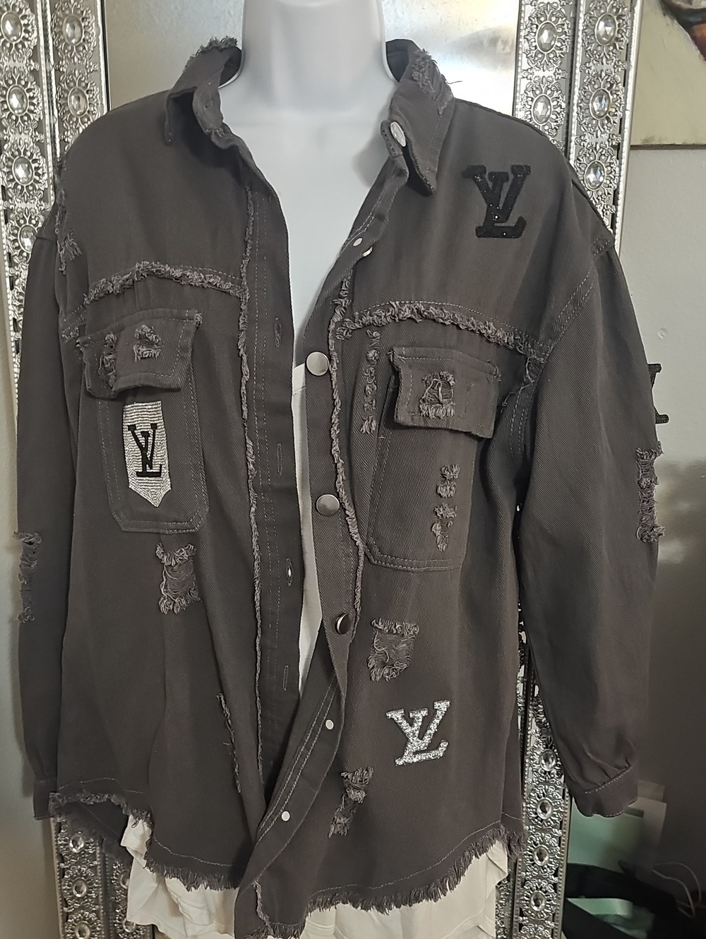 Distressed Dark Gray Utility Shaket